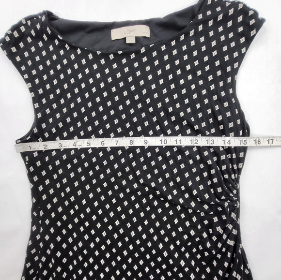 Ann Taylor LOFT Sheath Dress Size MP Womans Petite Black White Knit Cap Sleeve - Picture 7 of 8